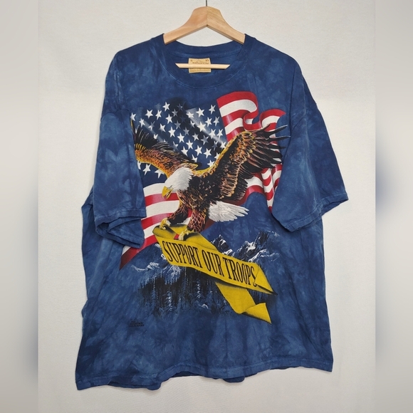 The Mountain Support our Troops Short Sleeve Graphic Tee Eagle Flag USA XL 2005 - Picture 2 of 6